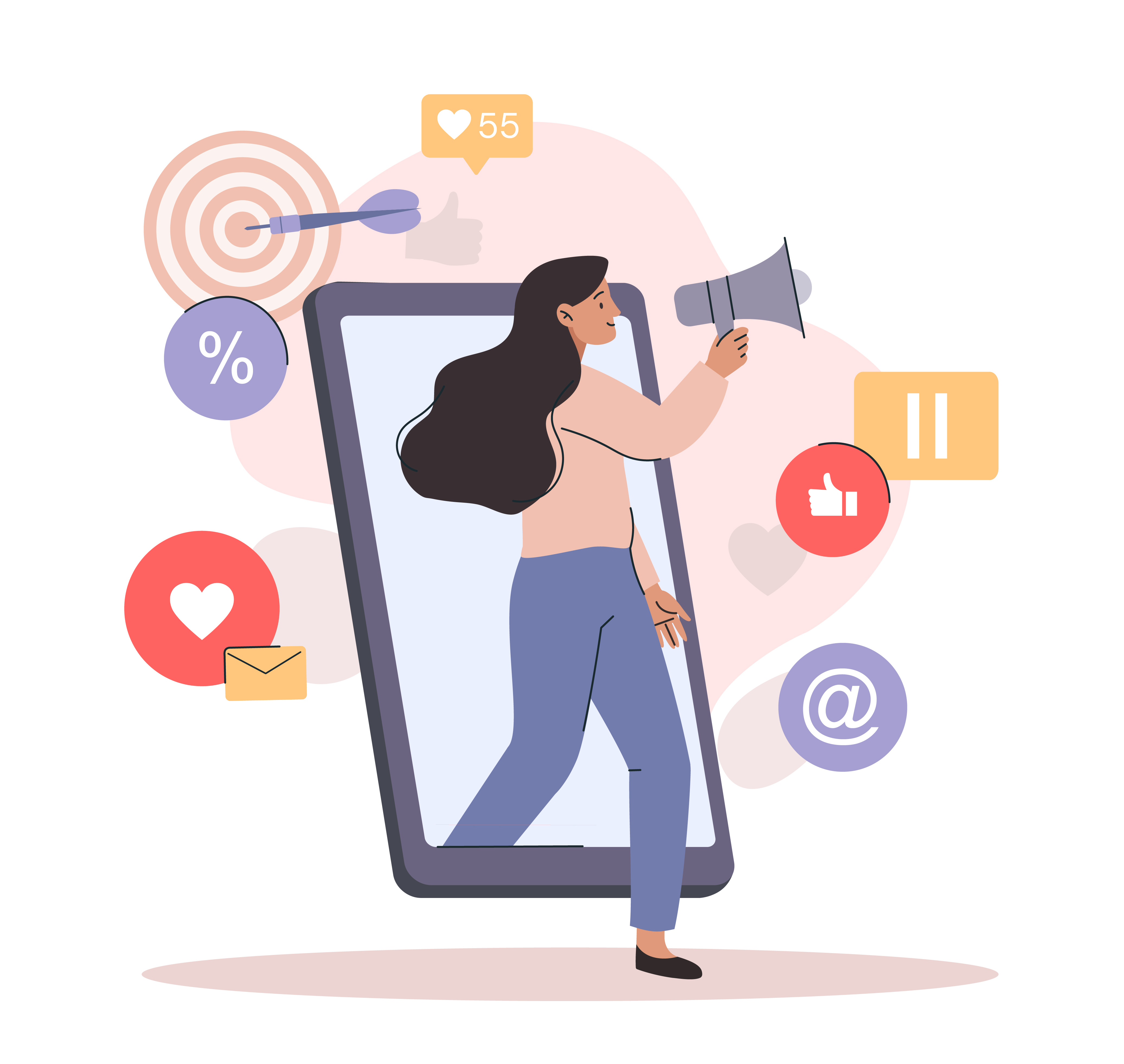 Fille avec haut-parleur à côté d’un téléphone intelligent