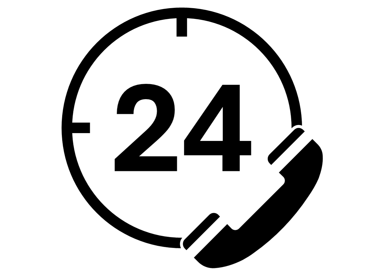 Icône de service client 24h avec symbole de téléphone