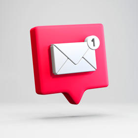 Bulle de notification rouge avec une enveloppe blanche