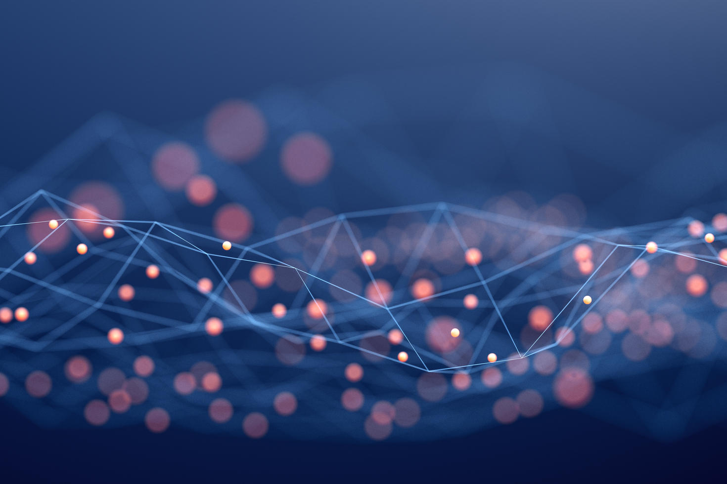 Abstract wire with orange dots and blue background