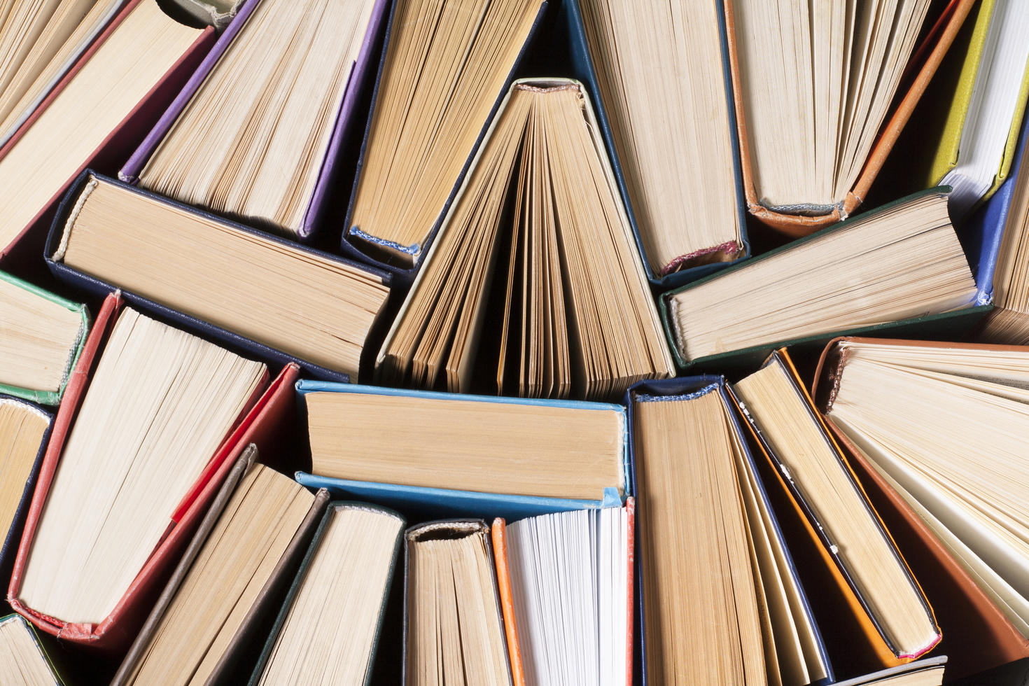 Books on a wooden table