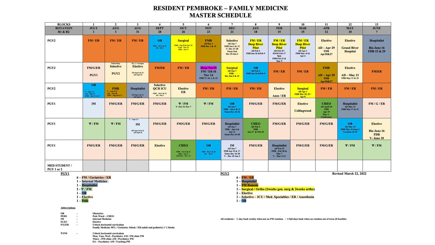 Horaire du site de Pembroke. Nous reconnaissons que cette image n'est pas accessible. Veuillez télécharger le PDF lié ci-dessous pour une version accessible.