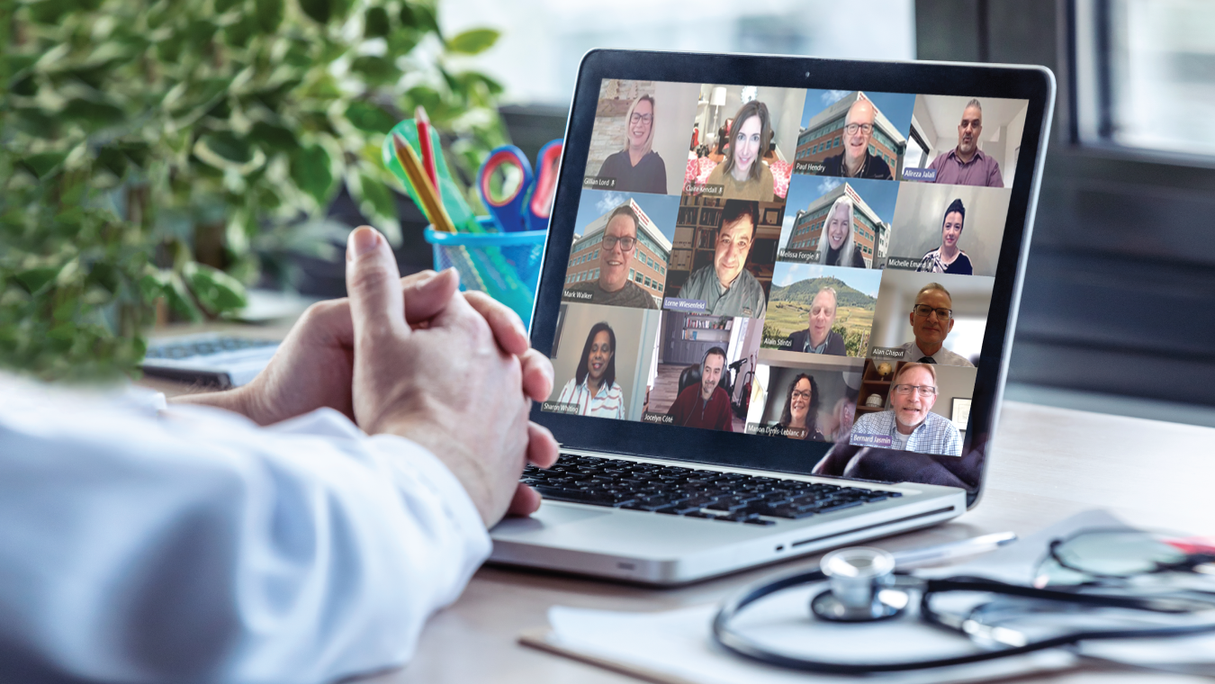 Laptop with zoom call