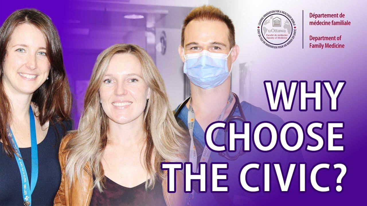 Two women smiling, one man wearing a mask