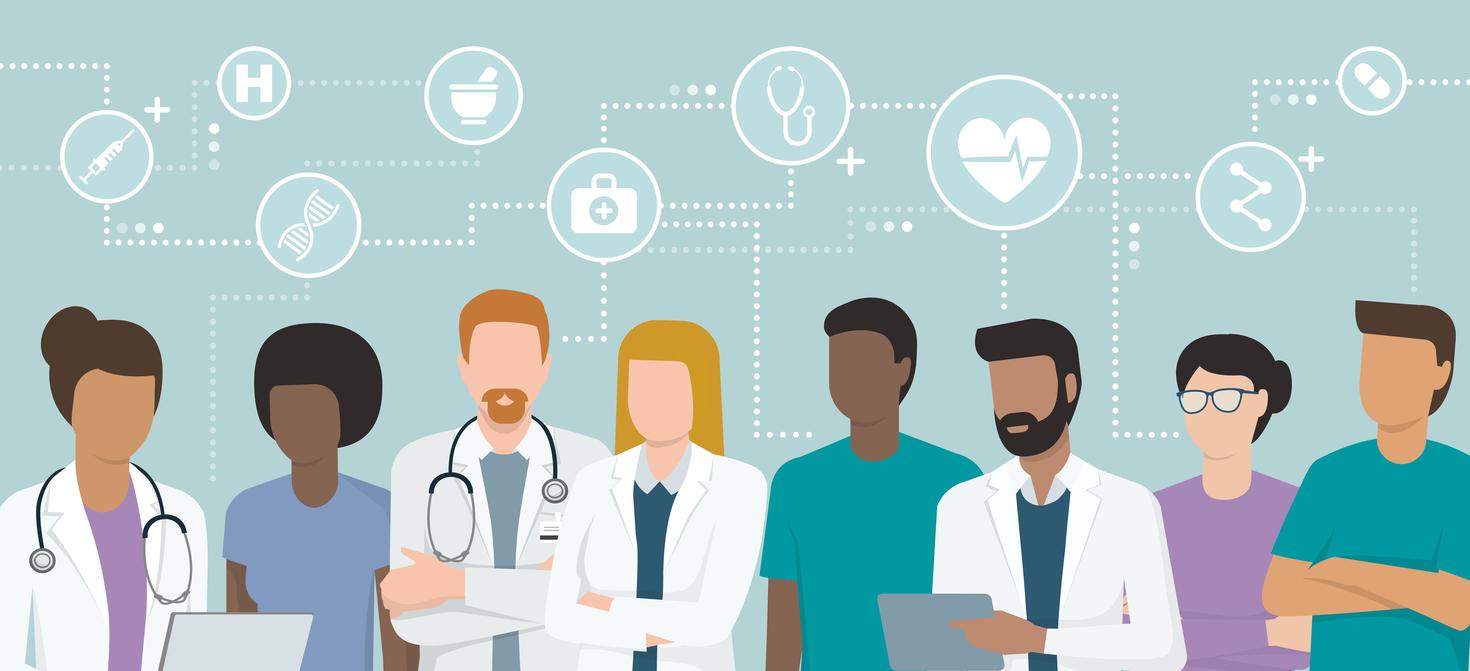 Une équipe de médecins et d'infirmières travaillant ensemble