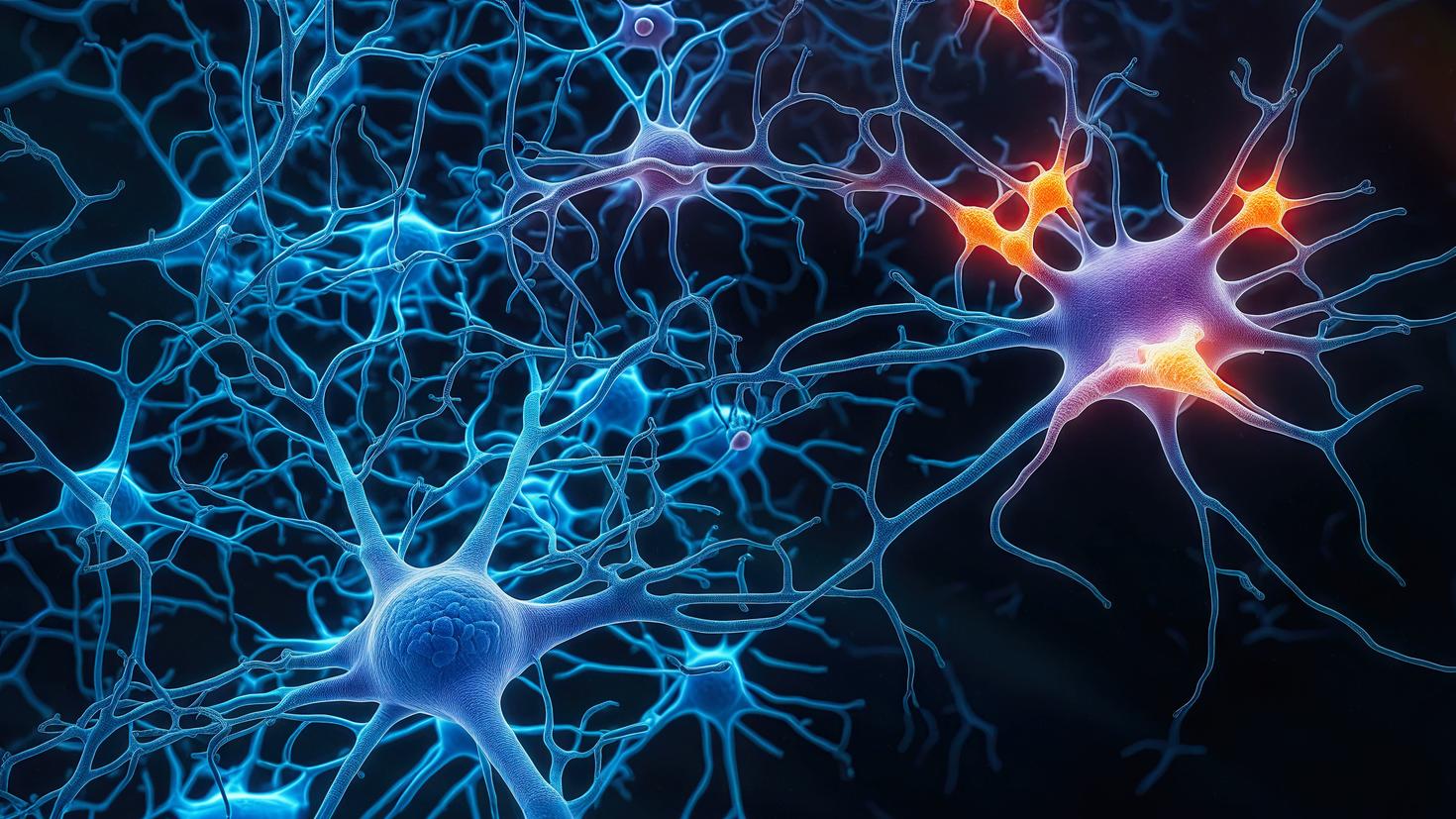Réseau de cellules neuronales sur fond noir