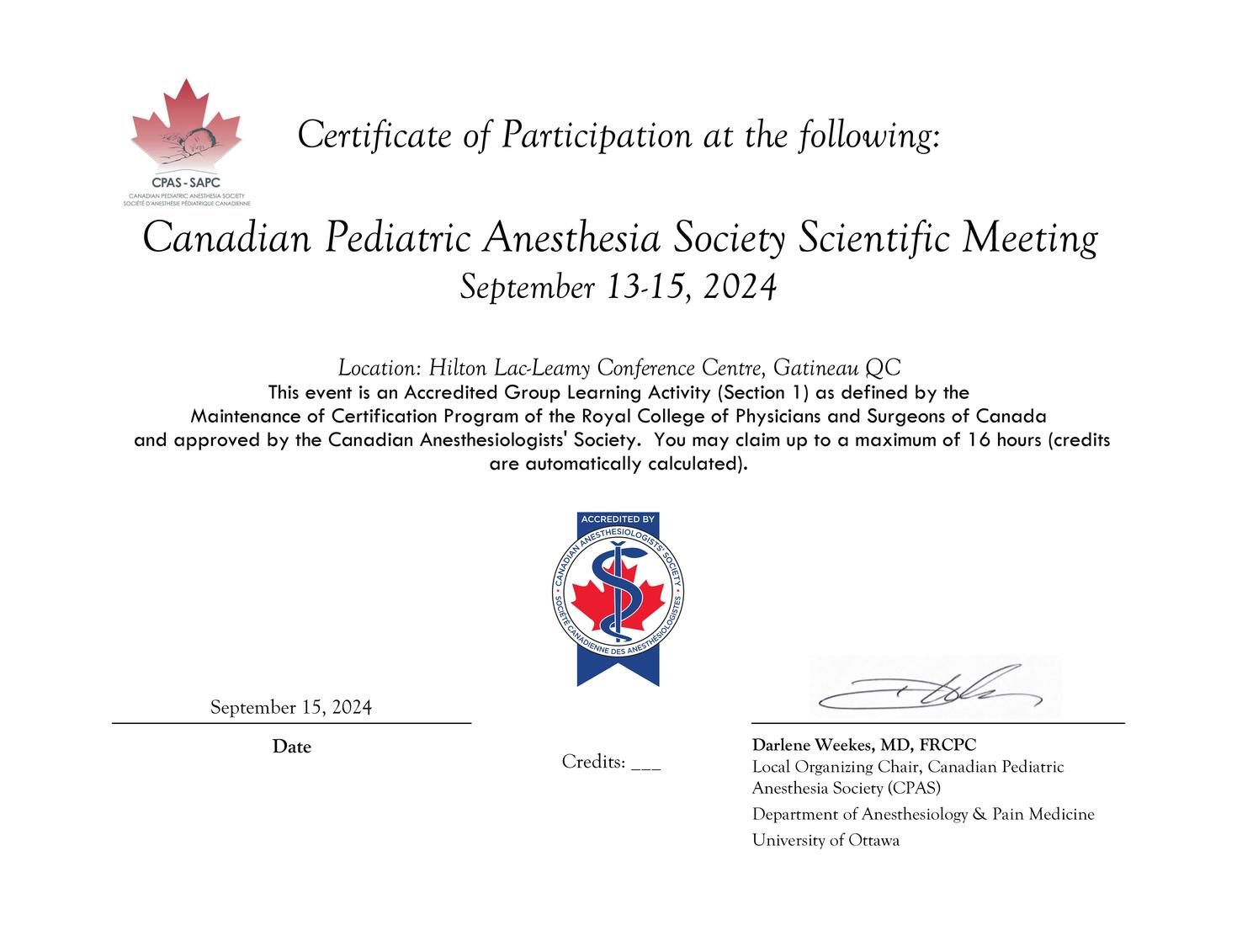 CPAS conference Certificate