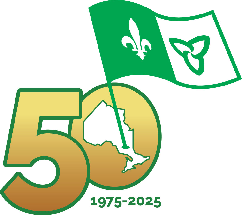 Logo du 50e anniversaire du drapeau Franco-Ontarien.