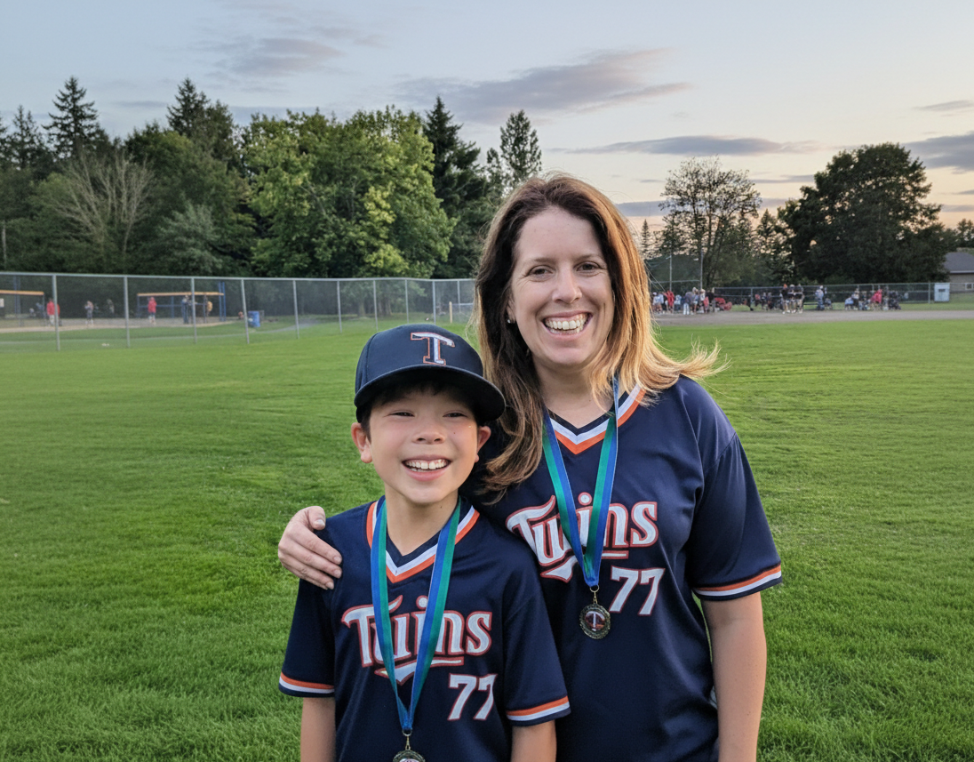 La Dre Erin Mulvihill et son fils lors de leur tournoi de softball