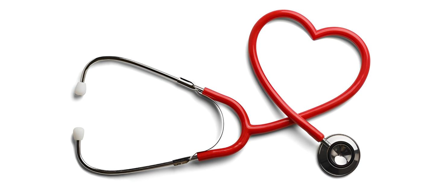 Stéthoscope rouge en forme de cœur
