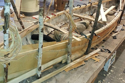 Example of a finished birch bark canoe