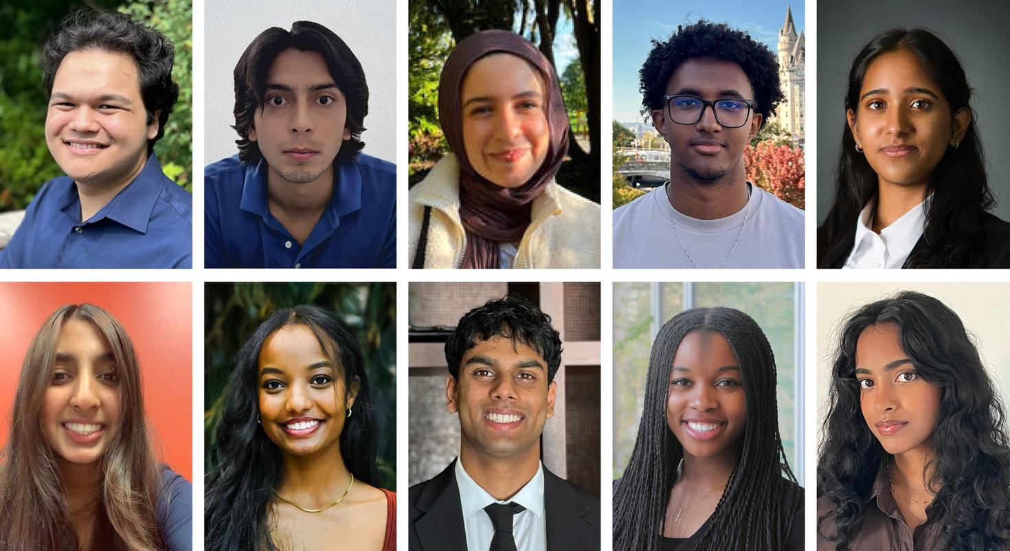 Collage montrant les dix étudiantes et étudiants de l’Université d’Ottawa qui ont reçu un prix 21 sous 21.