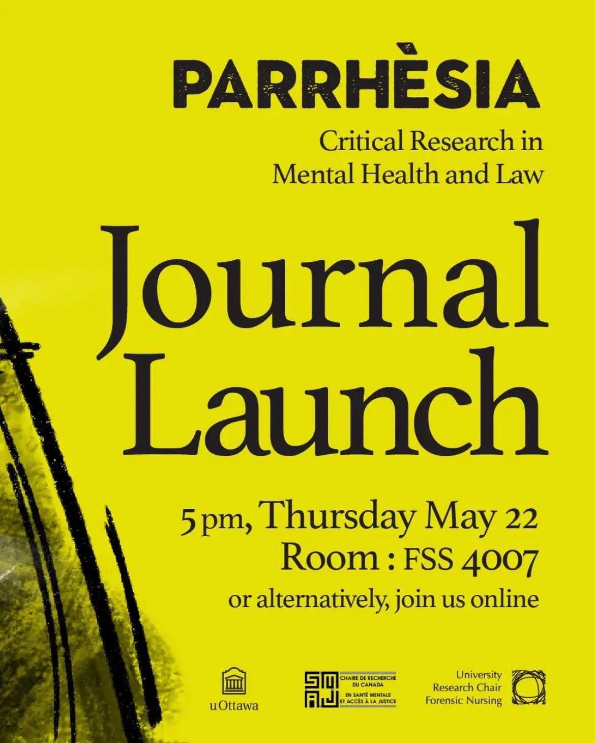 Affiche de l'événement de lancement du Parrhèsia Journal