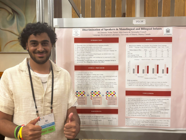 Ali Zammar pose devant son affiche au Congrès