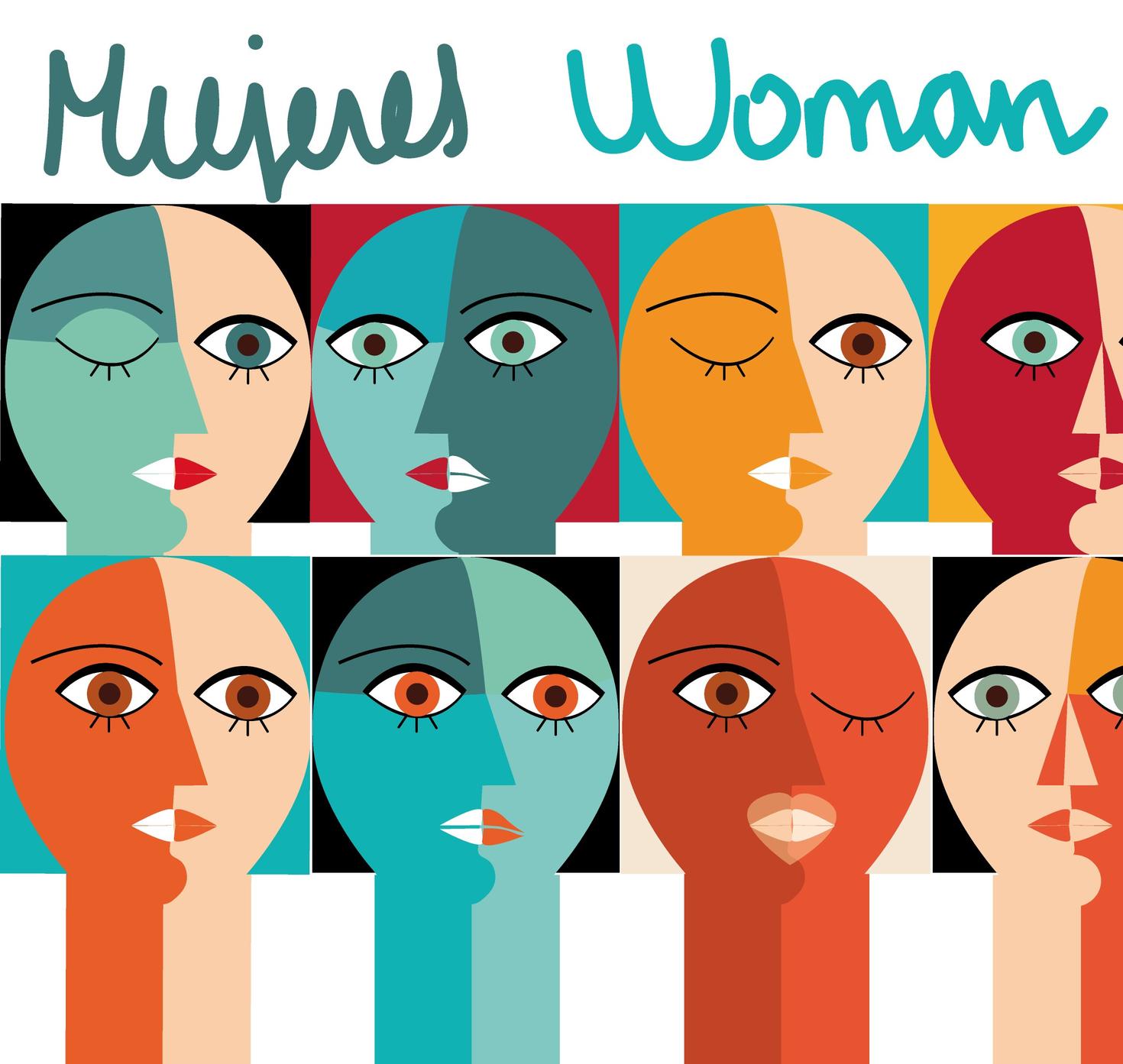Œuvre cubiste de plusieurs visages de femmes 