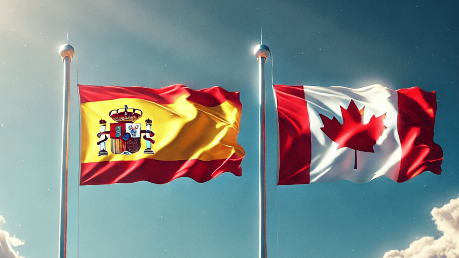 Drapeaux du Canada et de l'Espagne