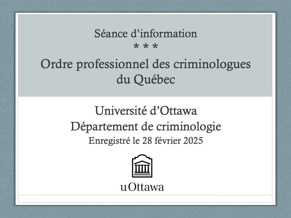 Diapositive d'introduction à la session d'information