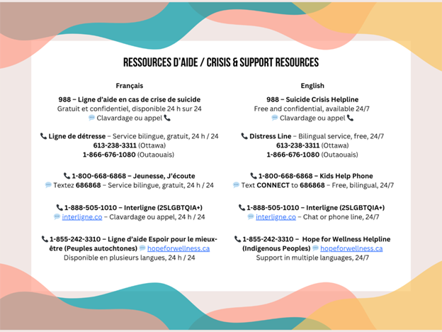 ressources d'aide / crisis support resources