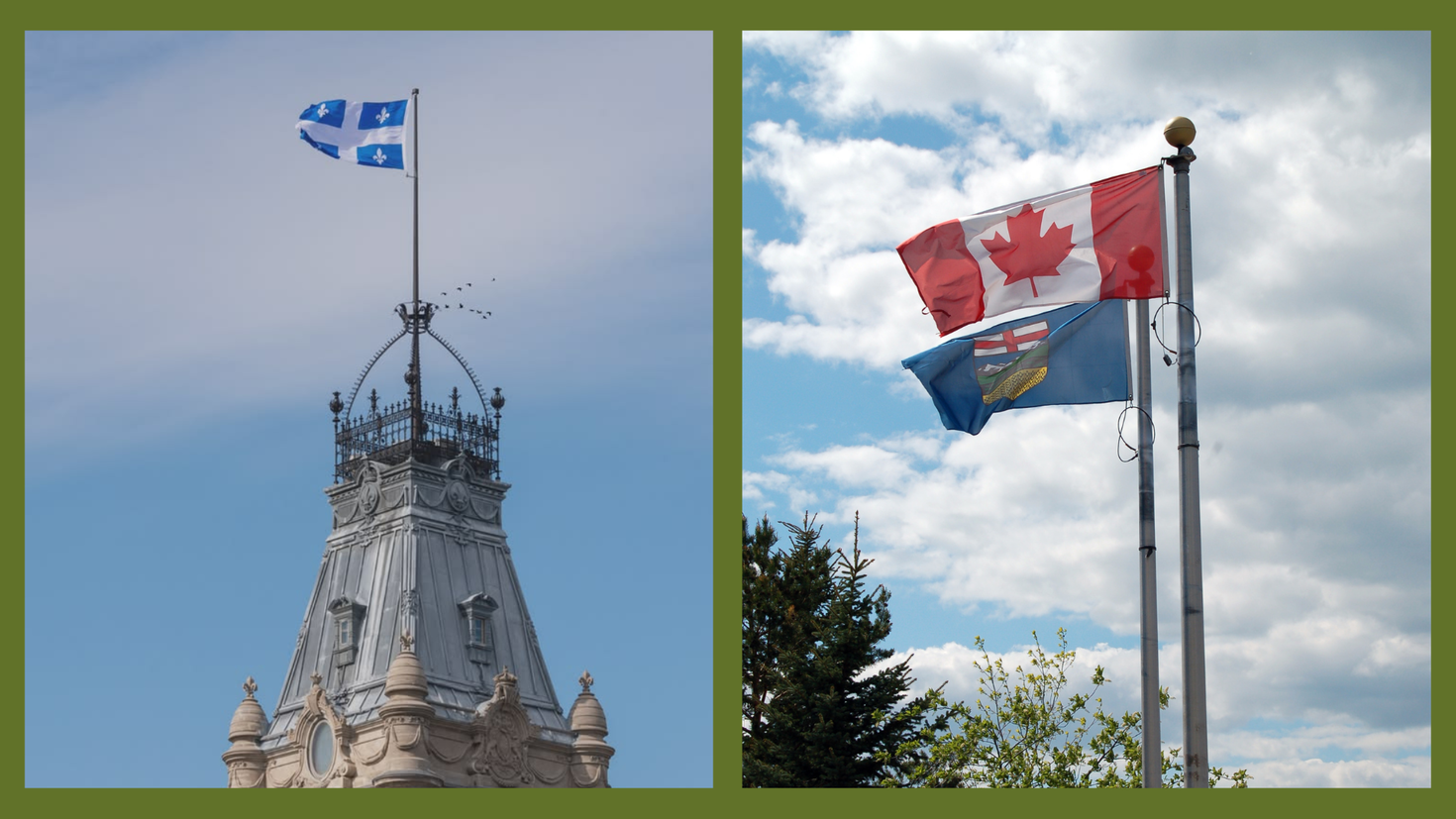 Drapeux du Québec, d'Alberta et du Canada