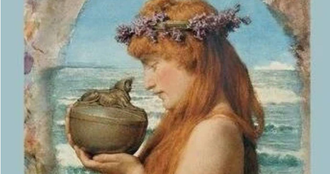 painting of a woman holding a vase 