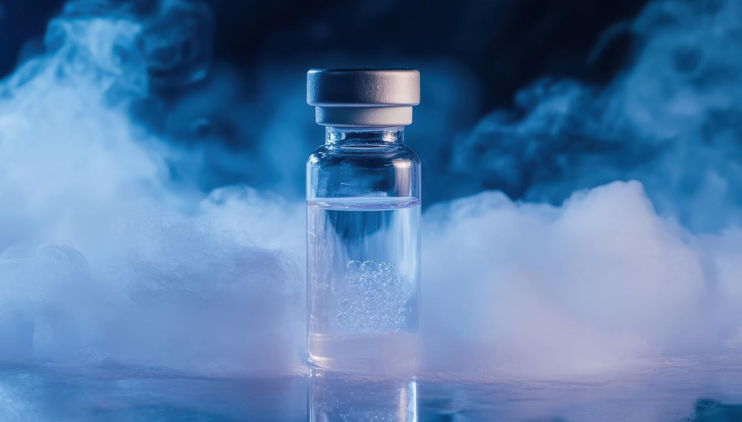 Flacon de liquide entouré de fumée