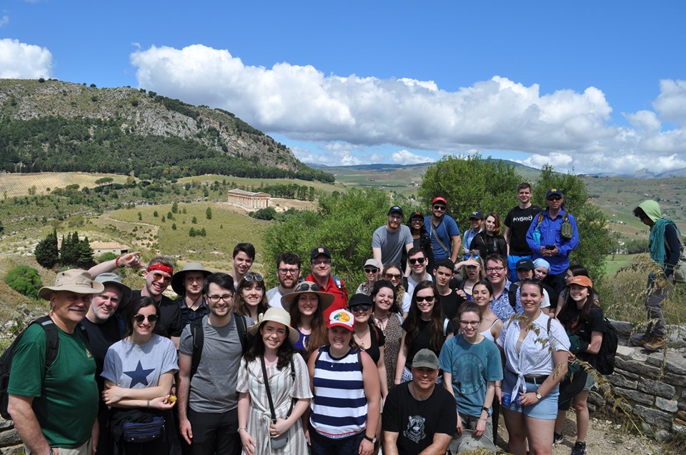 Group shot at a watchtower in the city gate of Segesta 