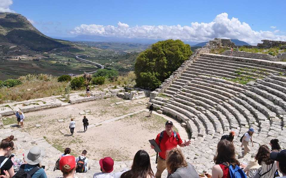 Theatre of Segesta, with mount Etna in the background