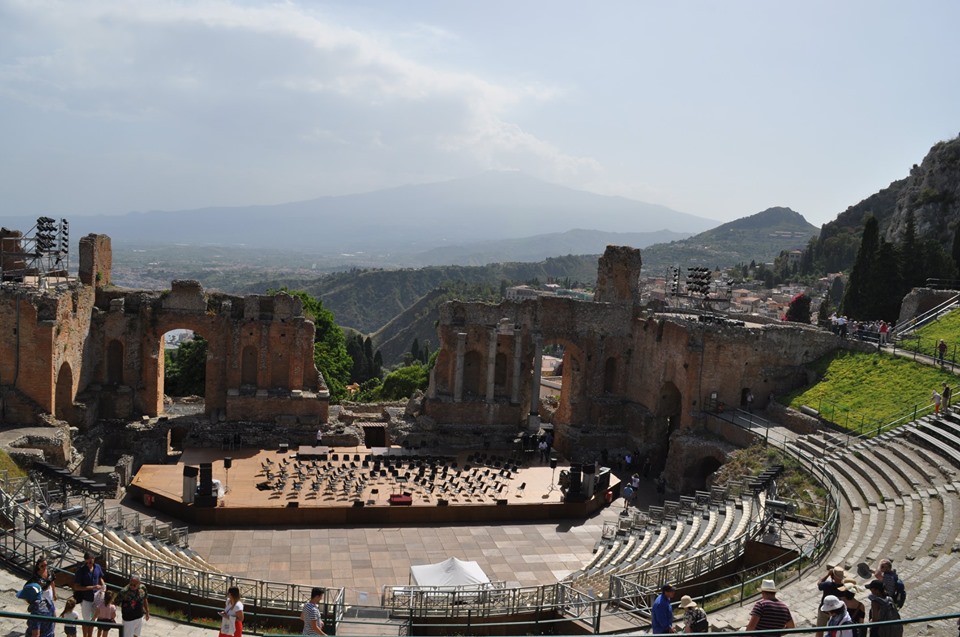Theatre of Taormina, with mount Etna in the background