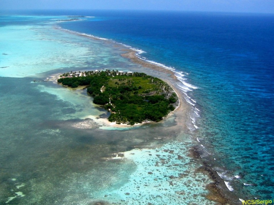 Small tropical island seen from the air