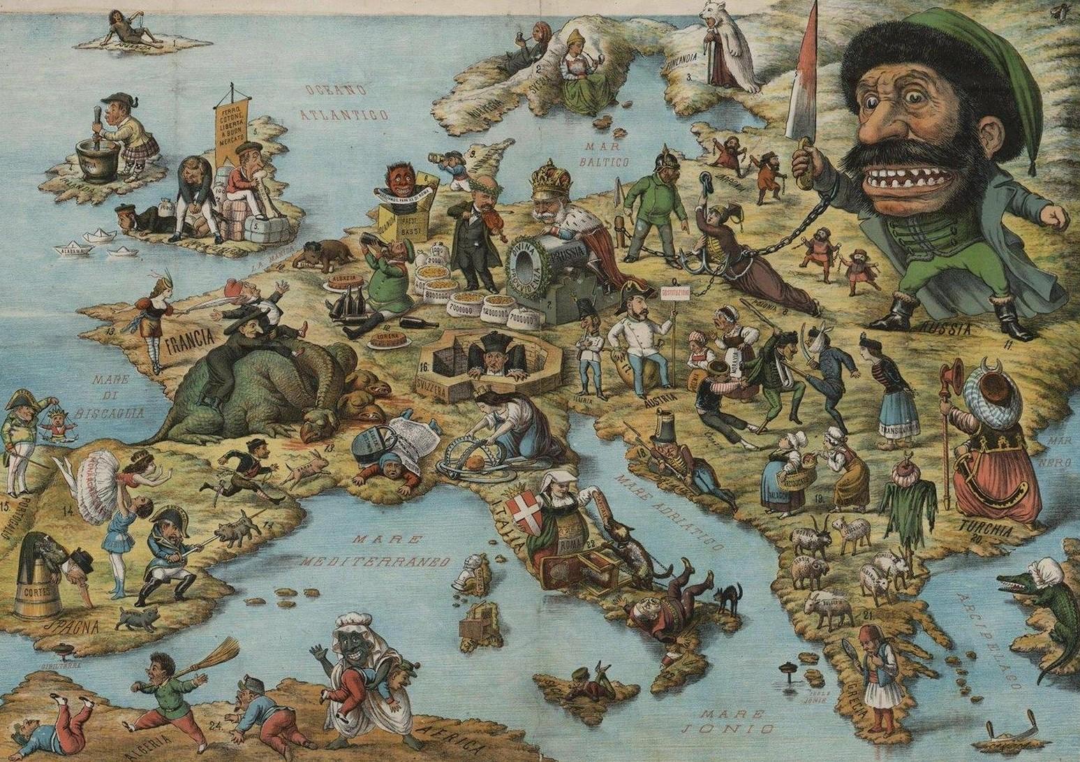 Italian Serio-Comic Map of Europe (1871) 