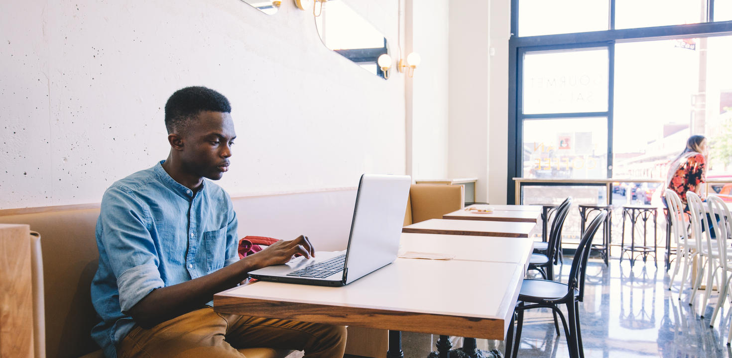 Student working on laptop