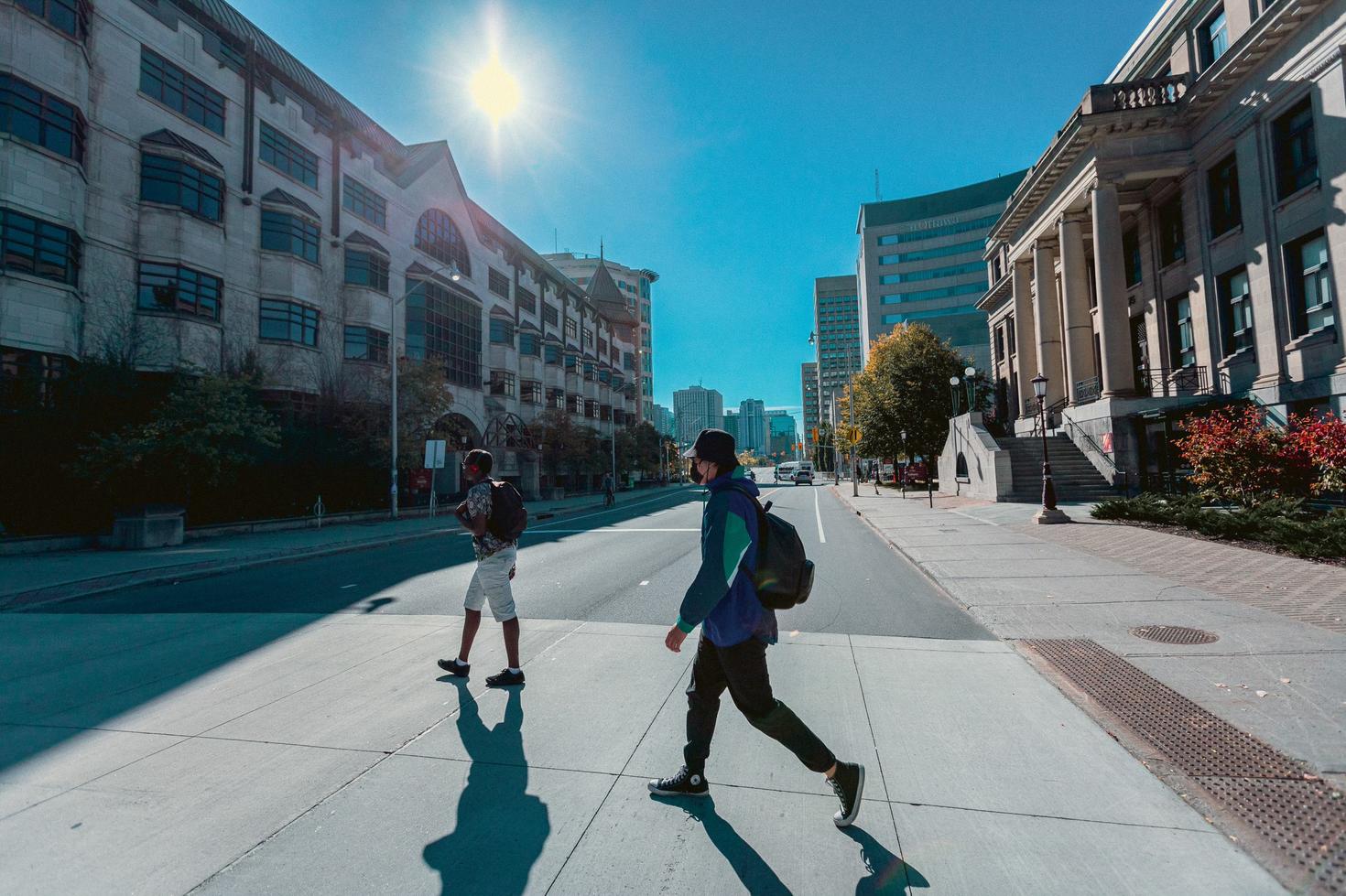 Students crossing the street.
