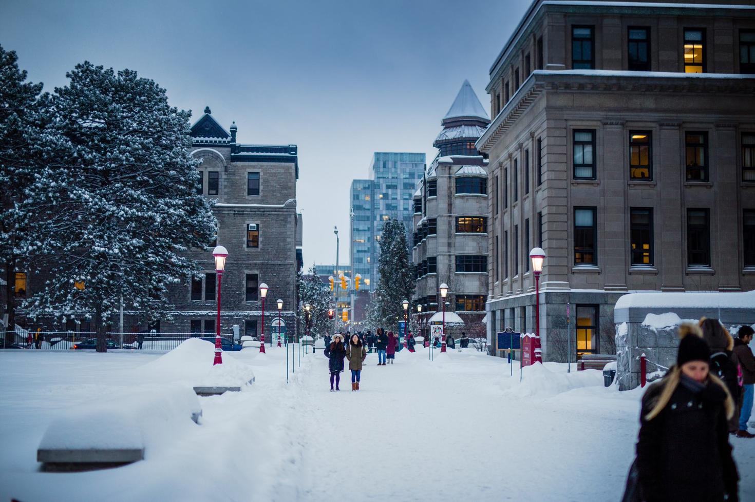 winter outdoors at tabaret hall