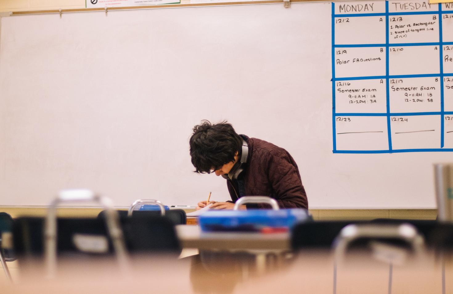 Student writing.
