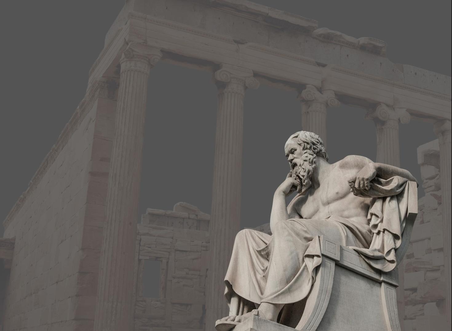 The Parthenon with a statue of Plato