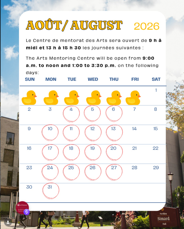 August Schedule