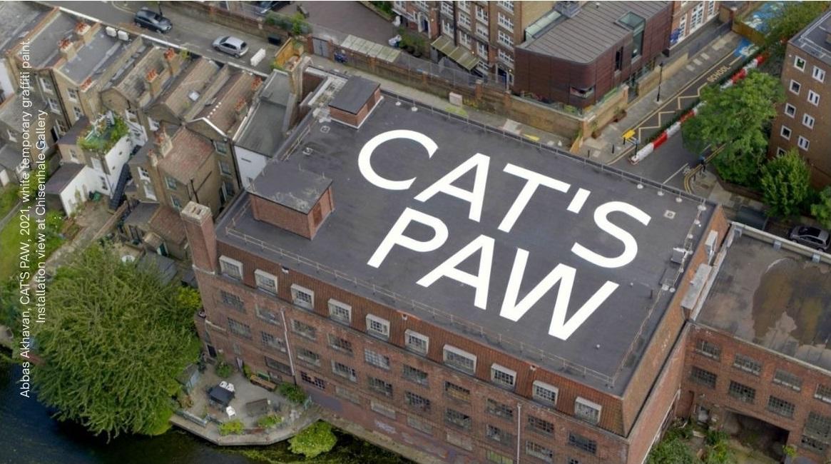 CAT'S PAW written on a building flat roof