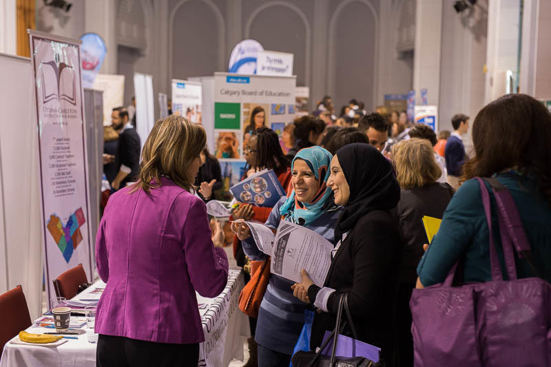 Students and staff at career fair.