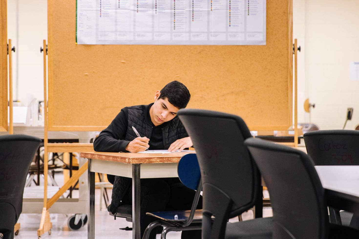 Person studying at a table