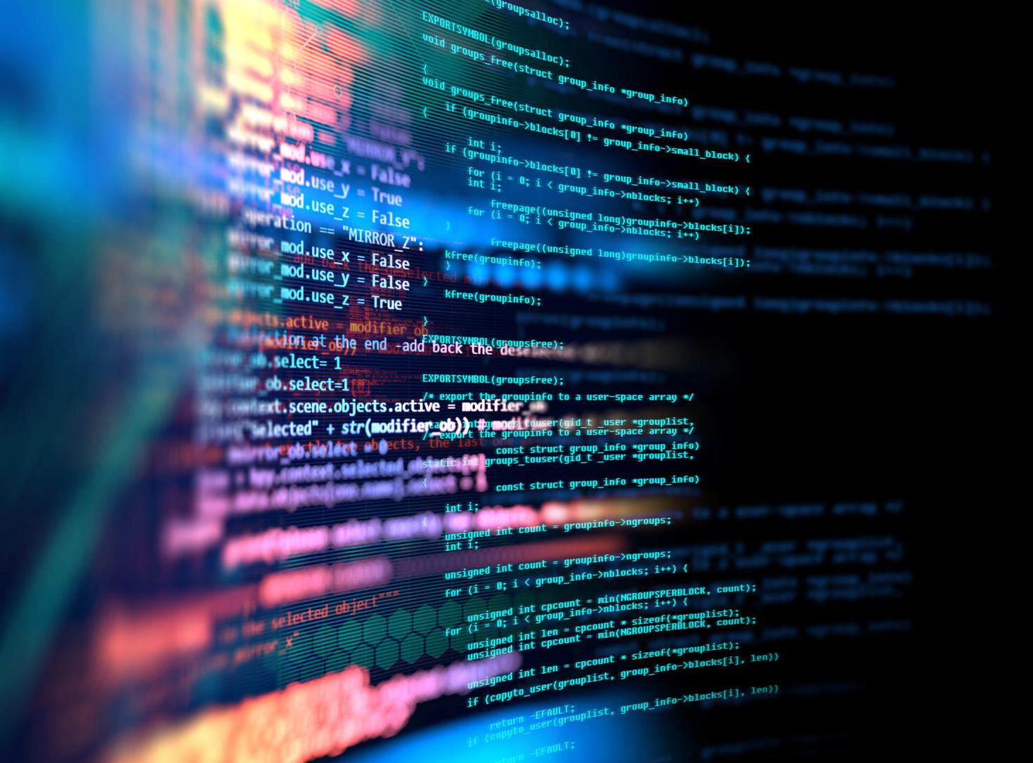 coding language appearing on screen