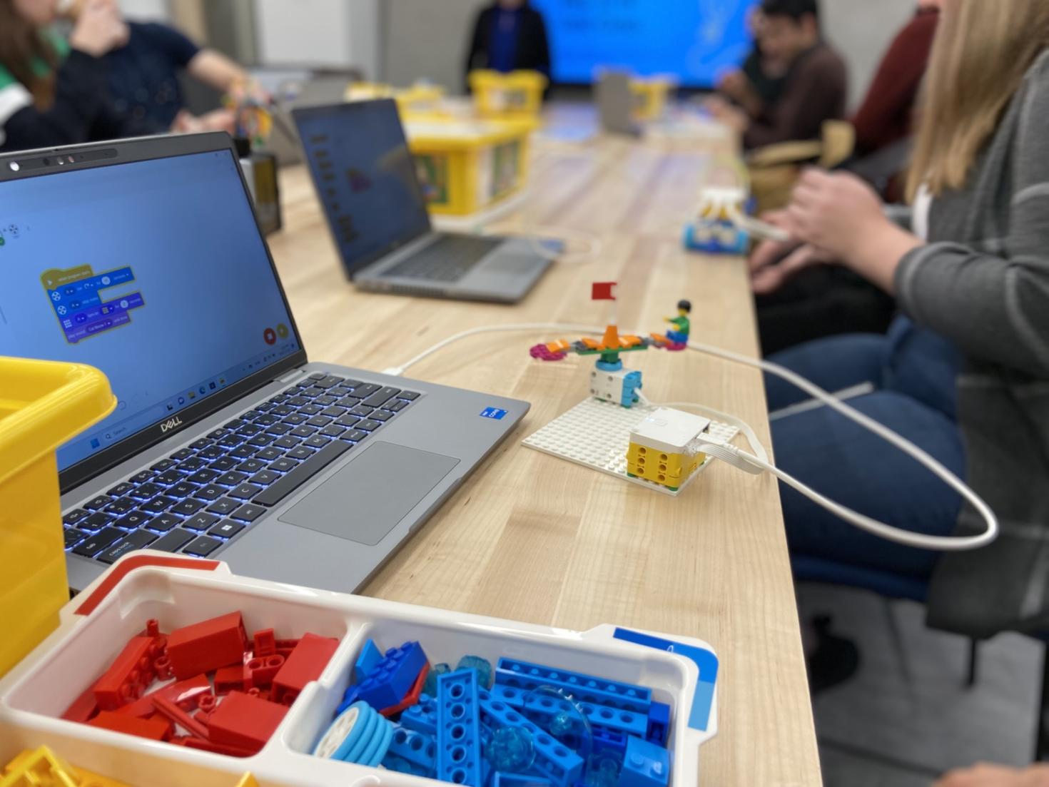 Lego blocks and laptop