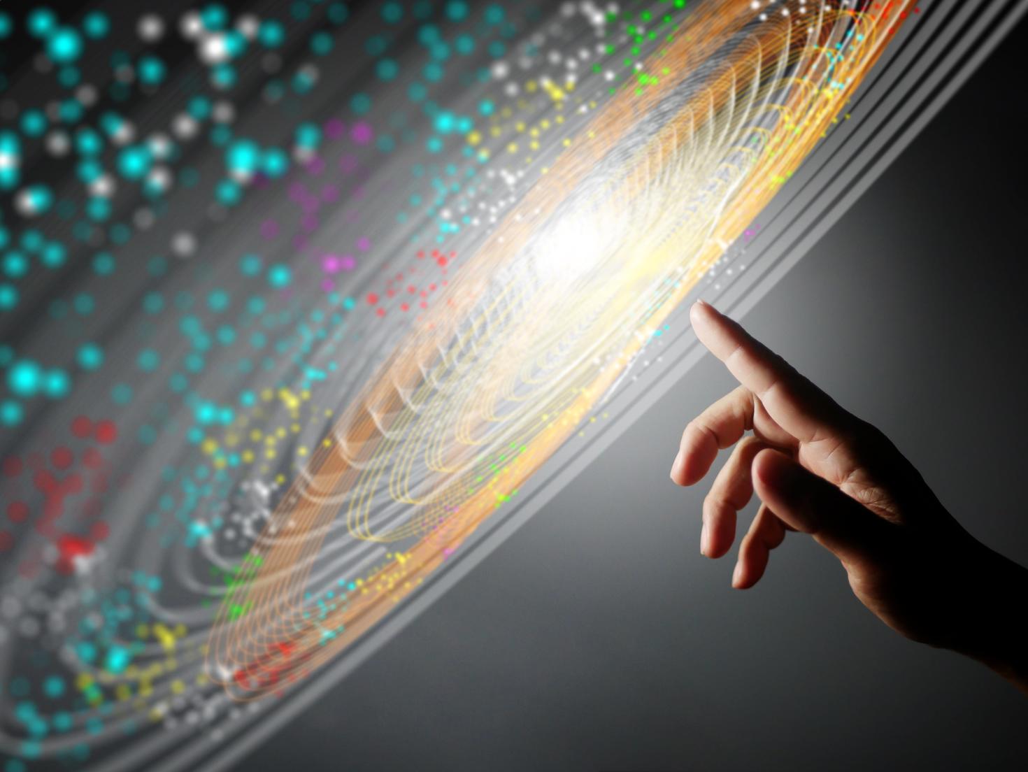 finger touching AI technology future cyberspace