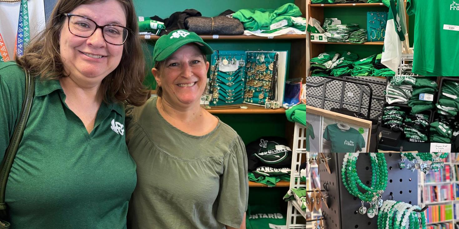 2 persons with Franco-Ontarian merchandises
