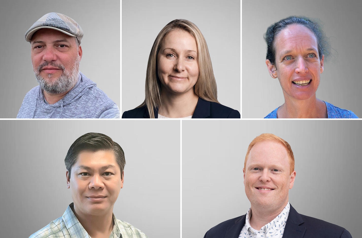 Collage of five new professors