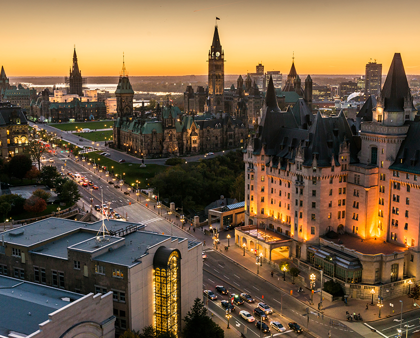 View of downtown Ottawa with Parliament Hill