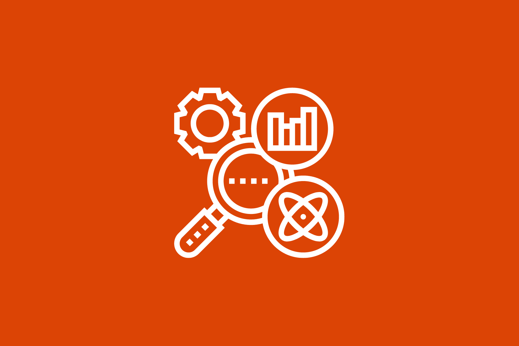Research areas icon on orange background