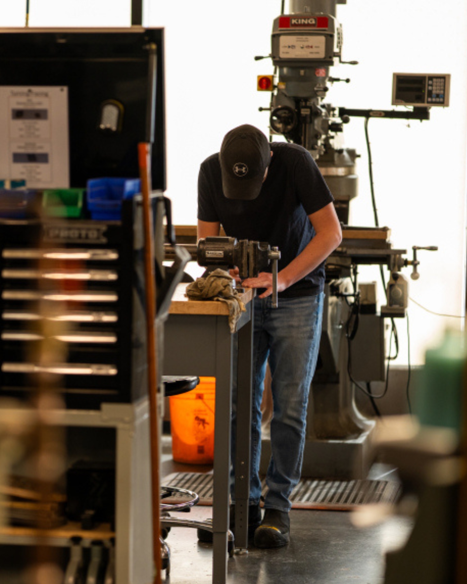 A person working in the Brunsfield Centre.