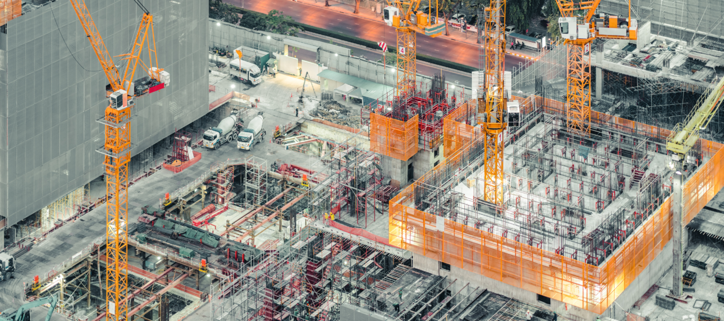 View from above of a construction site.