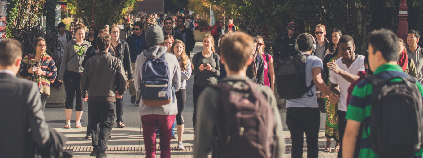 Students walking around campus.