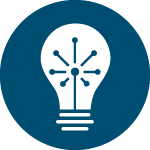 Icon for photonics, with lightbulb.